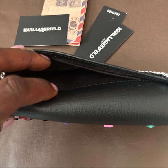 NWT KARL LAGERFELD PARISKosette Shoulder Bag   BLACK w color letters - Picture 11 of 13
